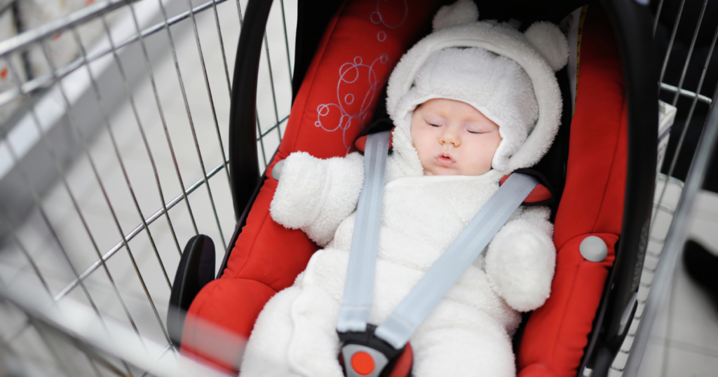 How to put a car seat in shopping cart?